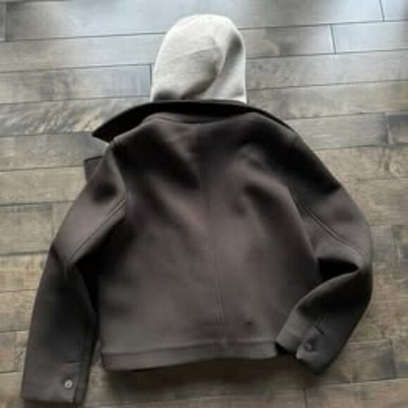 Zara Cropped Peacoat with Removable Grey Hood - NEW - Picture 3 of 3
